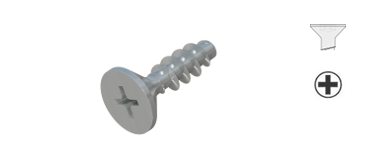 Schrauben für Kunststoffe, Senkkopf-Schraube mit H-Kreuzschlitz-Antrieb, , STP33A