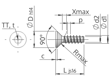 Senkkopf-Schraube mit Sicherheits-Innensechsrund, , STP43